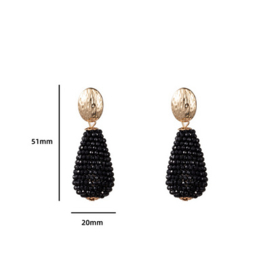 Go Dutch Label oorbellen | full-on beads drop down black goud