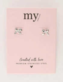 My Jewellery oorbellen kleine strikjes studs zilver
