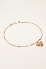 My Jewellery ketting | art schakelketting met oranje vintage hart goud
