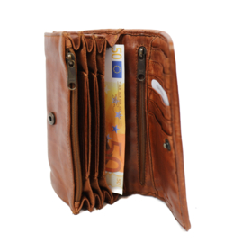 Bear Design gevlochten overslag portemonnee 'Noor' | cognac