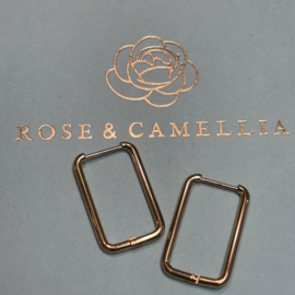 rose en camellia oorbellen hoops rechthoek smal