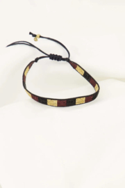 Zusss mooimakers miyuki armbandje streepje port/goud/zwart