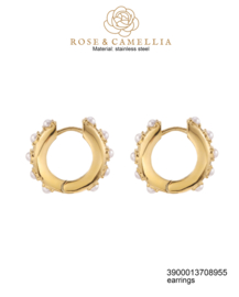 rose en camellia oorbellen hoops met parels