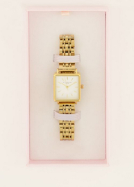 My Jewellery horloge | vierkant horloge met witte wijzerplaat goud