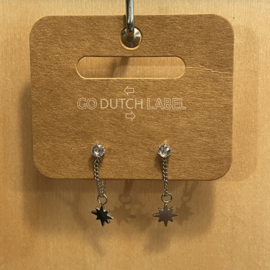 Go Dutch Label oorbellen | hangers sterretje steentje zilver