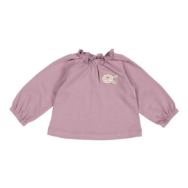 Little Dutch shirt lange mouw raglan | geborduurd bloemetje mauve