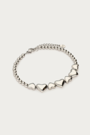 MyJewellery armband met hartjes en kralen zilver