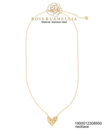 rose en camellia ketting met hart