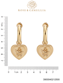 rose en camellia oorbellen hoops hart met roos