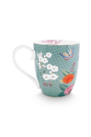 Pip Studio blushing birds XL mok blauw 450ml