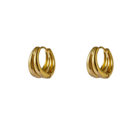 Go Dutch Label oorbellen Classic Doule Line Hoop goud