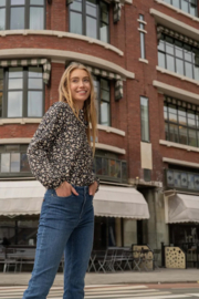 zusss blouse blaadjes print zwart