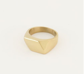 My Jewellery ring | zegelring schuin vlak goud mt 19.*