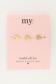 My jewellery minimalistische armband met hartjes goud