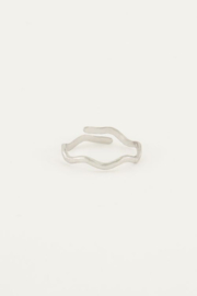 My Jewellery ring | verstelbare  mix ring golf structuur zilver.