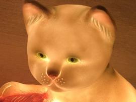 Heico lamp kat met bol wol roze