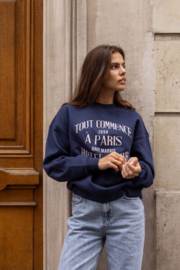 My Jewellery donkerblauwe sweater "Hotel amour"