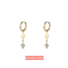Go Dutch Label oorbellen Diamond Hoop - 14K + Gold