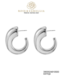rose en camellia oorbellen zilver