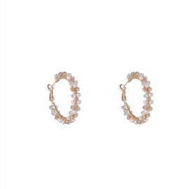 Go Dutch Label oorbellen beads hoop 14k + white mix