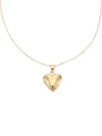 rose en camellia ketting met medalion hart