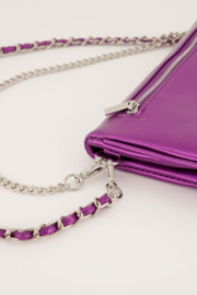 my jewellery tasje | Paarse schoudertas met zilverkleurige rits