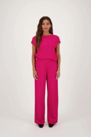 zusss satijnen top met boothals roze rood