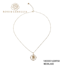 rose en camellia ketting cirkel met roos