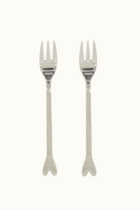 Zusss set van 2 vorkjes hartje zilver