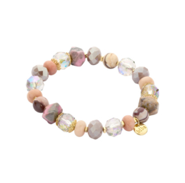 biba armband crystal en natuursteen kralen rozer