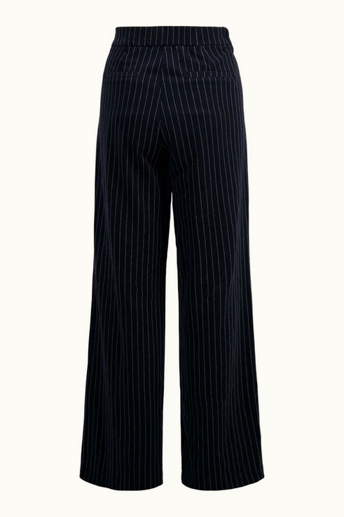 zusss krijtstreep broek met detail chocoladebruin