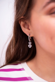 My jewellery oorbellen zilver dubbel hartje