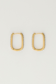 My Jewellery oorbellen rechthoekig met parels goud