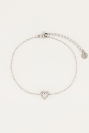 my jewellery armband | Stras hart met steentje zilver