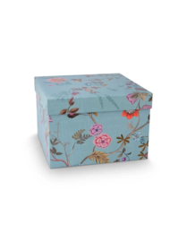 Pip Studio Blooming Tales Set/2 Opbergdozen Vierkant Blauw-Khaki