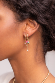 My jewellery oorbellen hoop sterretjes en koordjes zilver