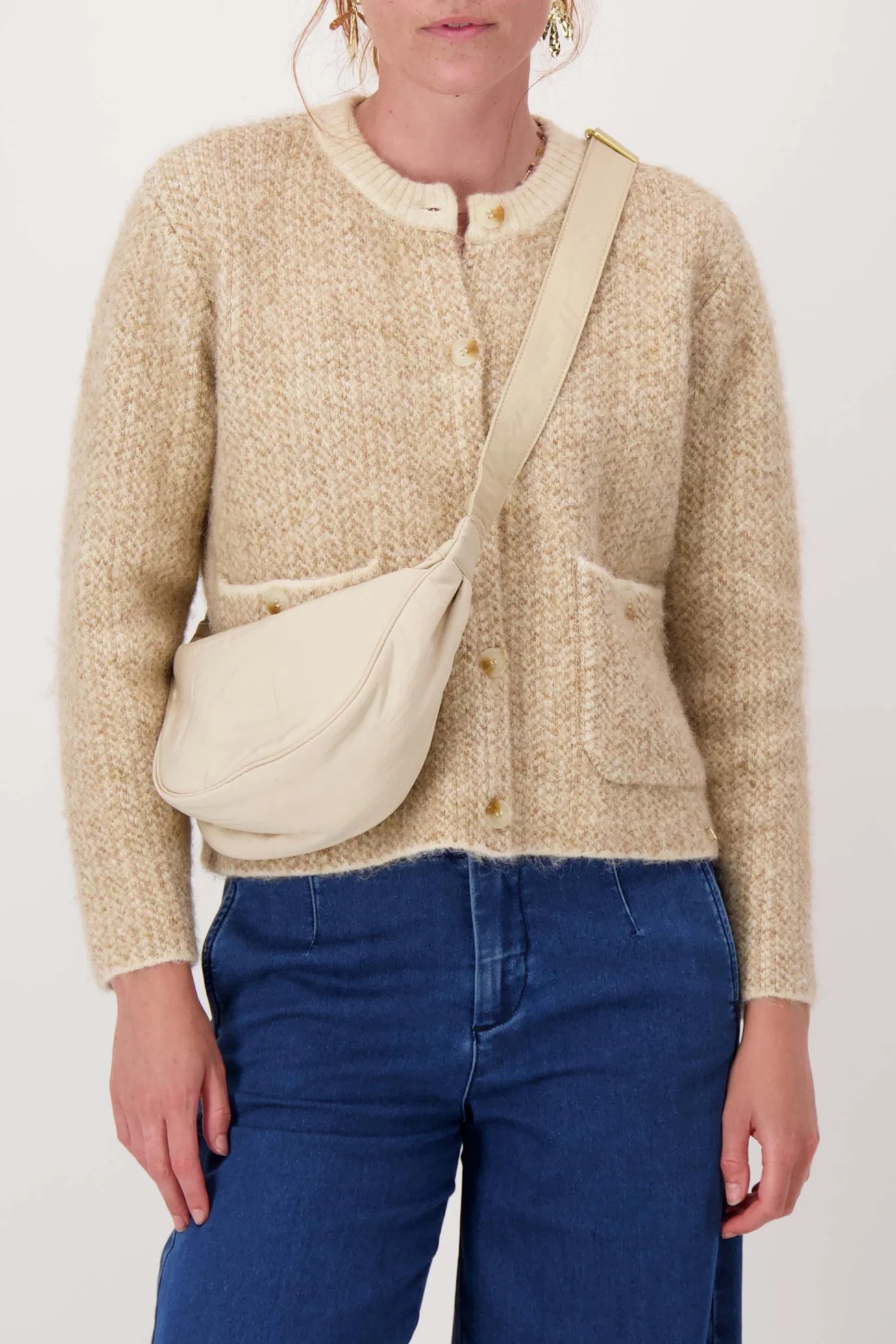 zusss nylon fanny pack beige One size