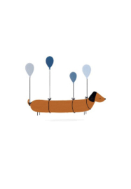 wenskaart klein liefs | teckel met ballonnen