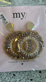 My jewellery oorbellen met kralen lichtroze goud