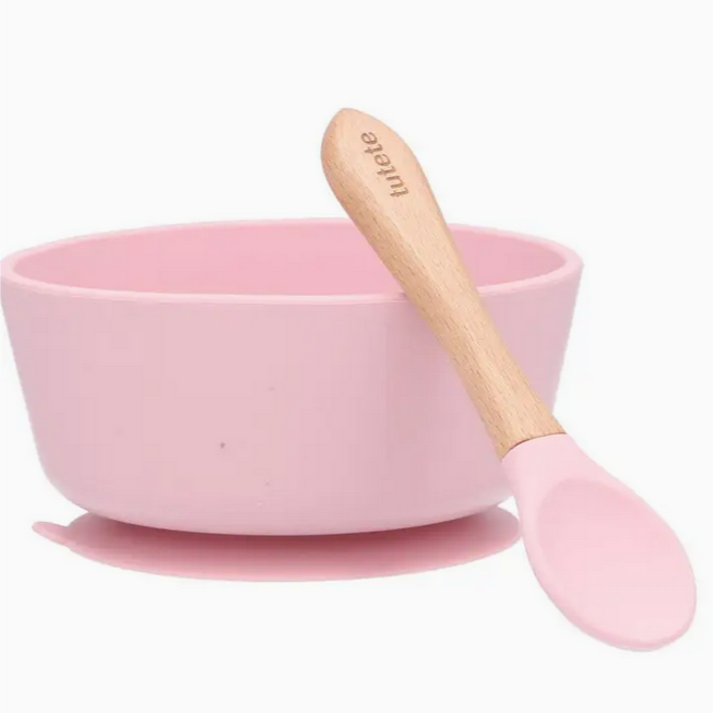 tutete babykom met zuignap met lepel roze
