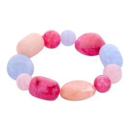 biba armband chunky kralen groot resin roze/lila
