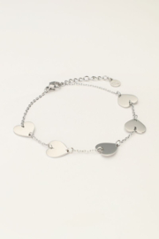 My jewellery minimalistische armband met hartjes zilver