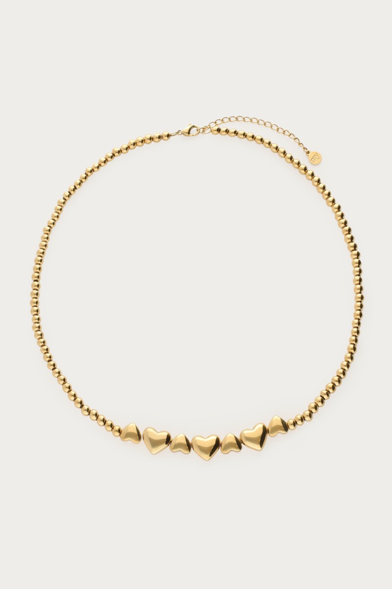 My jewellery Ketting met hart & kralen goud
