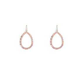 Go Dutch Label oorbellen Beads Open Drop - 14K + pink flower