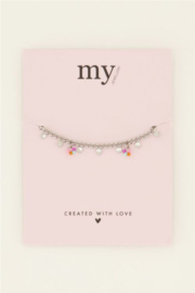 my jewellery armband | multikleur steentjes & muntjes zilver