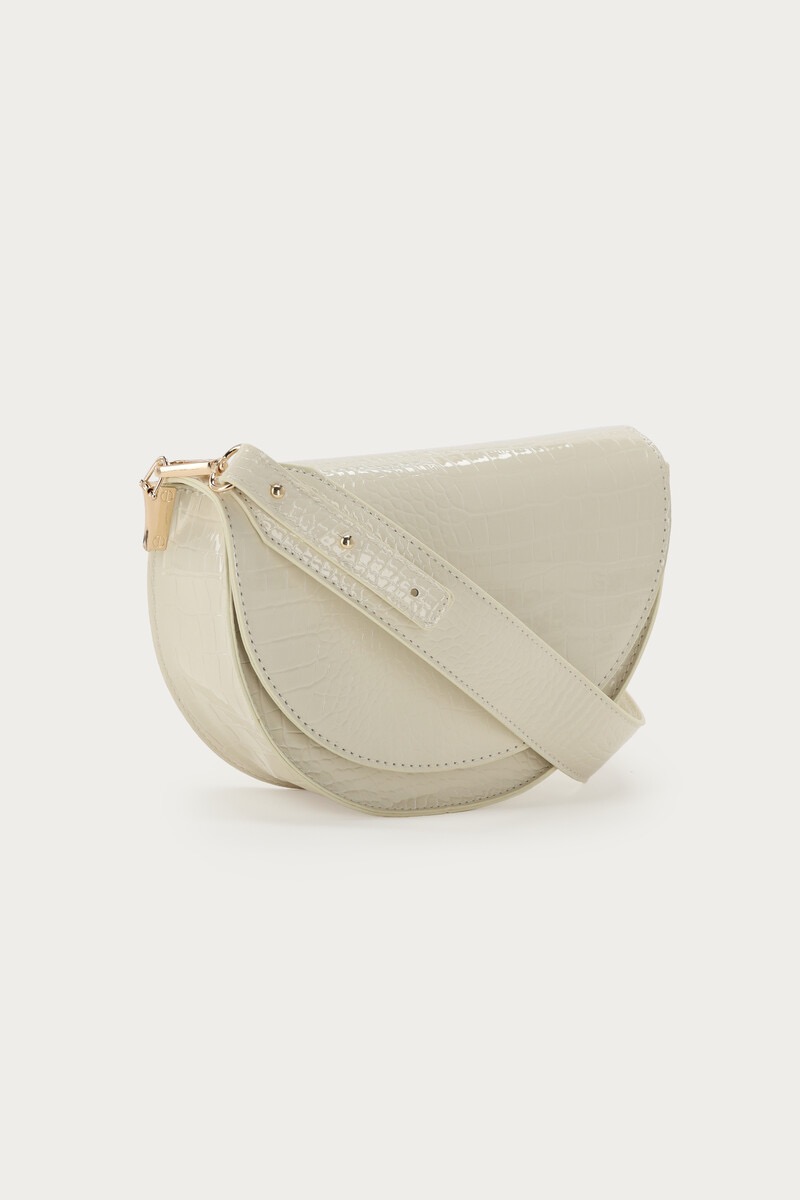 My Jewellery Witte half ronde schoudertas met crocoprint