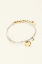 my  jewellery armband | Touwarmband met hart en diamantje goud*
