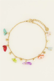 my jewellery armband | gekleurde stenen & sterren goud