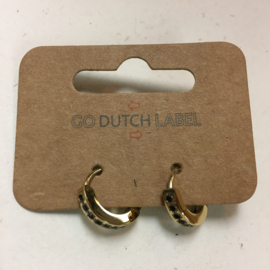 Go Dutch Label oorbellen | ringen zwarte steentjes goud.