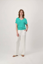 Zusss fijnbrei top met v-hals turquoise